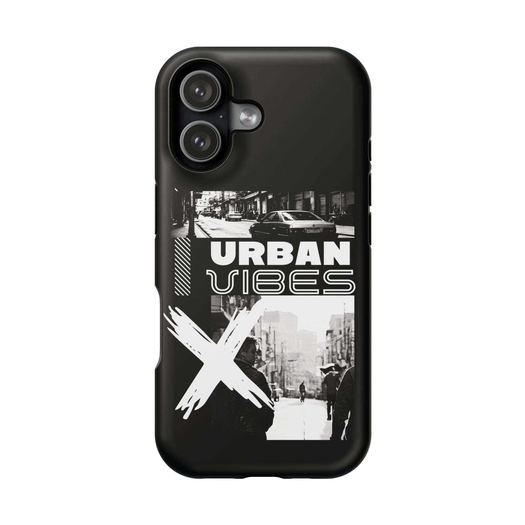 Urban Vibes Magnetic Phone Case — Impact‑Resistant Black Graphic