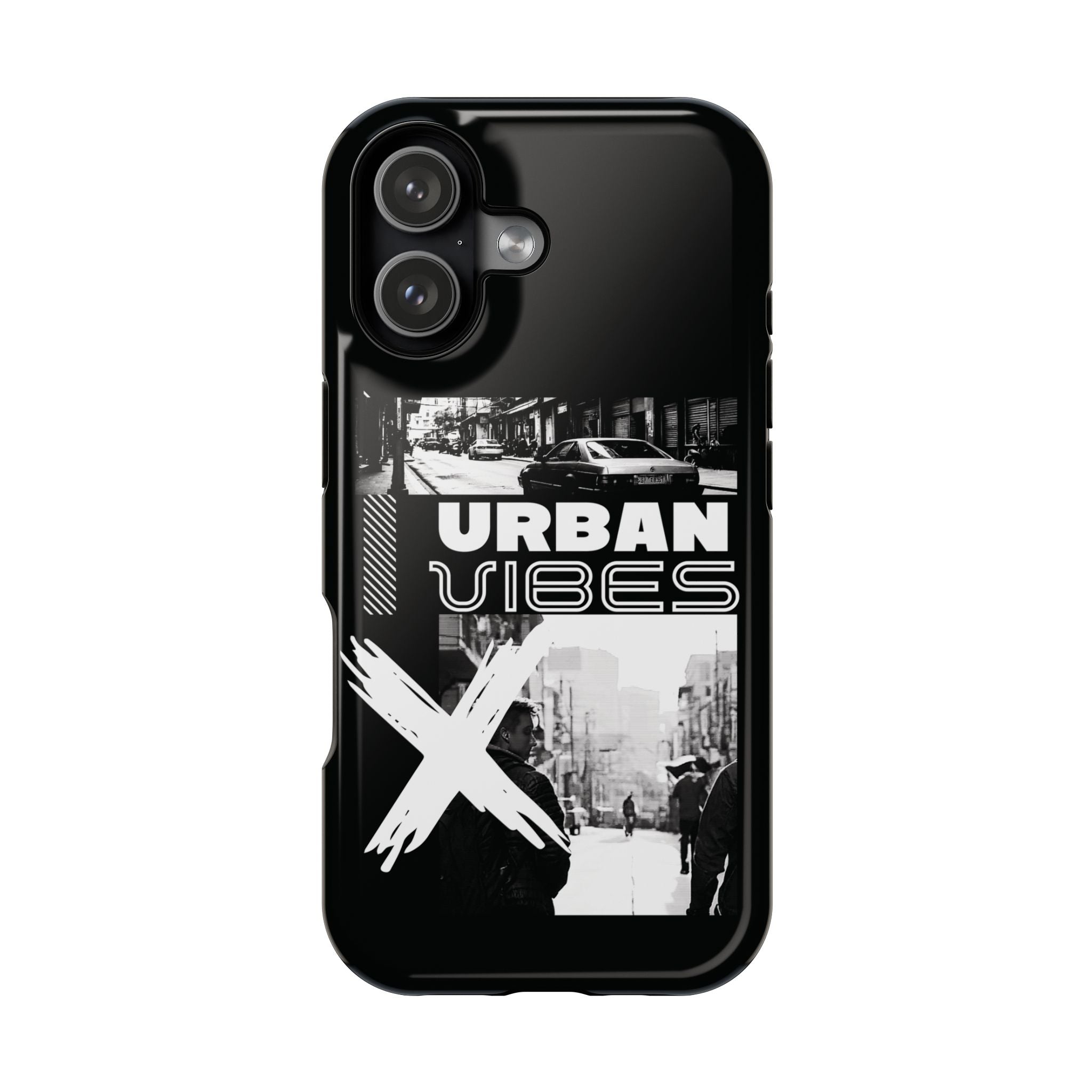 Urban Vibes Magnetic Phone Case — Impact‑Resistant Black Graphic