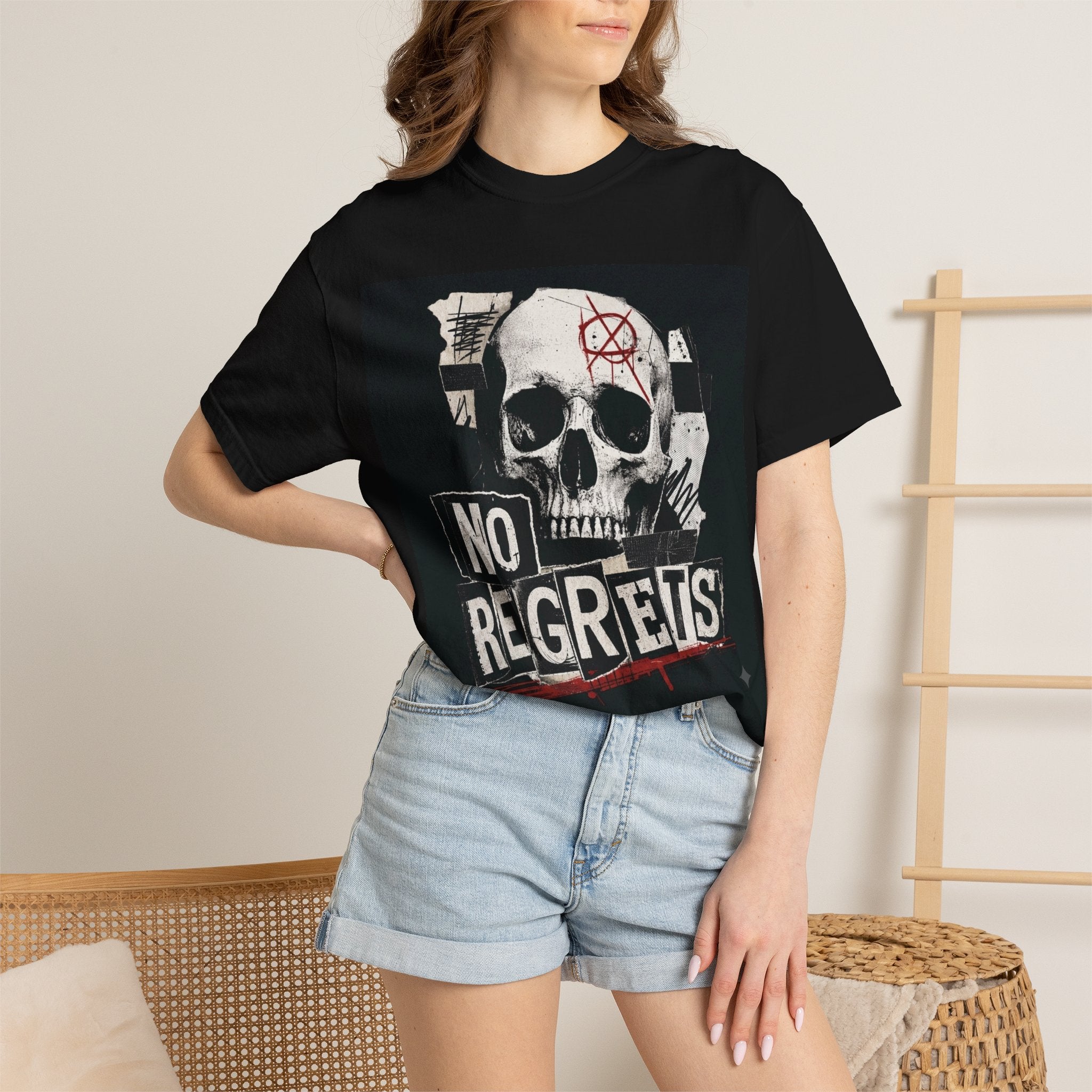 No Regrets Skull T-Shirt — Punk Gothic Graphic Tee