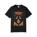 Astral Sound Cat Tee — 'MEOW' Retro Black Graphic T-Shirt
